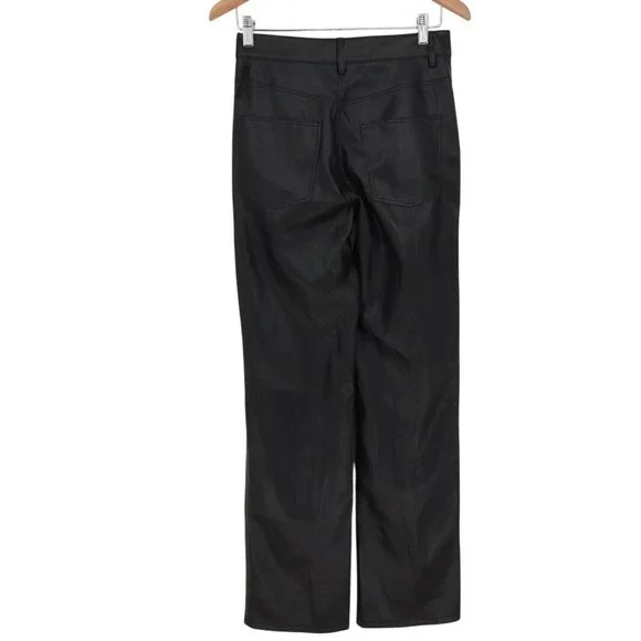 Zara ZW '90s Pants Womens 4 Black Faux Leather Wide Leg Outdoor Streetwear - Picture 6 of 7